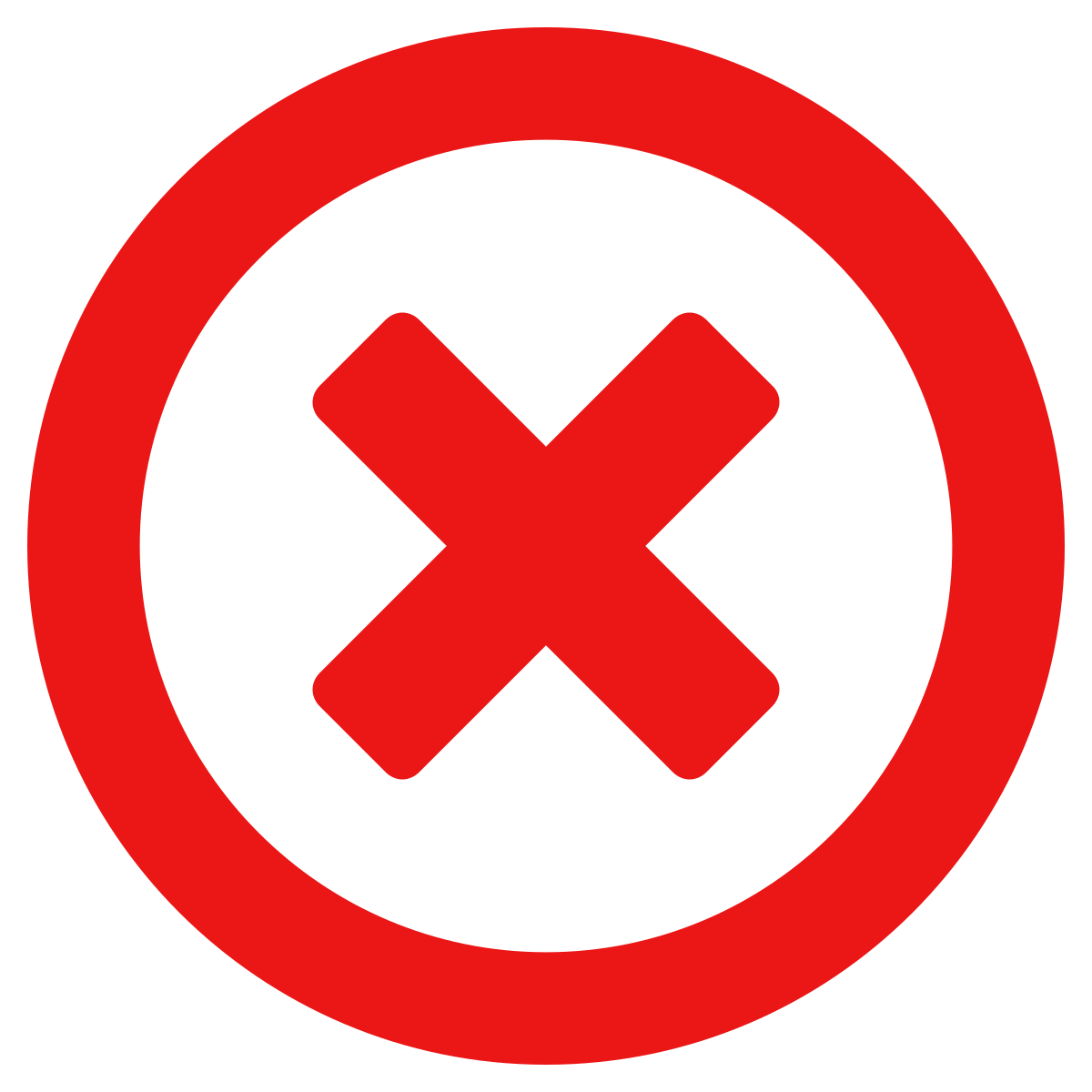 A red x contained by a red circle